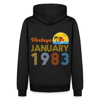 40e anniversaire Millésime Janvier 1983 40 ans Cadeaux - Sweat à capuche Premium bio Homme - noir - Dos - Nico (187cm)