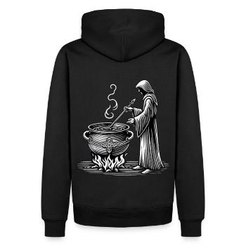 Druid - Cook Witch Soup - Medival - Monk - Wicca - Men’s Premium Organic Hoodie - black - Back - Nico (187cm)