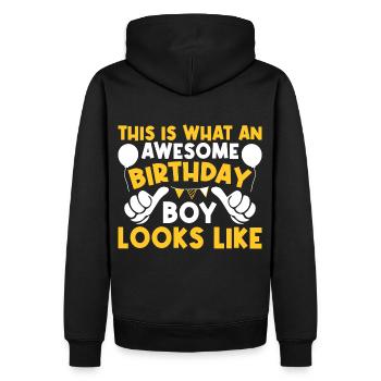 this is what an awesome birthday boy looks like - Sweat à capuche Premium bio Homme - noir - Dos - Nico (187cm)
