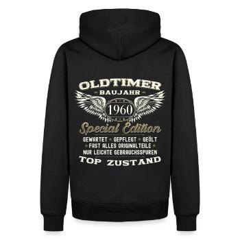 63e anniversaire Homme Oldtimer August Vintage 1960 - Sweat à capuche Premium bio Homme - noir - Dos - Nico (187cm)