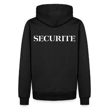 Securité - Sweat à capuche Premium bio Homme - noir - Dos - Nico (187cm)