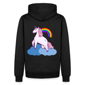 Cloud Unicorn Unicon Fantasy Sky Rainbow - Men’s Premium Organic Hoodie - black - Back - Nico (187cm)