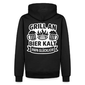 Grillen Papa Bier - Männer Premium Bio Hoodie - Schwarz - Hinten - Nico (187cm)