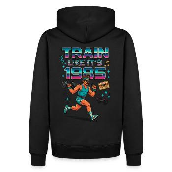Entraînez-vous comme en 1985 - Sweat à capuche Premium bio Homme - noir - Dos - Nico (187cm)