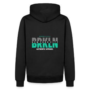 Brooklyn Urban Style - Männer Premium Bio Hoodie - Schwarz - Hinten - Nico (187cm)