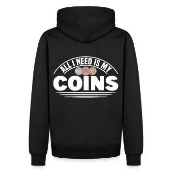 Coin Collector Numismatics Coin Collecting Coin Collection - Men’s Premium Organic Hoodie - black - Back - Nico (187cm)