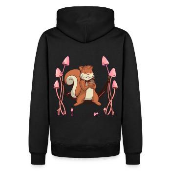 Eichhörnchen Waldtiere Hängematte. - Männer Premium Bio Hoodie - Schwarz - Hinten - Nico (187cm)