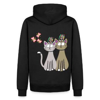 Chat Chats Hippi Hippies Enfants Enfant - Sweat à capuche Premium bio Homme - noir - Dos - Nico (187cm)