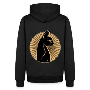 Chat égyptien - Sweat à capuche Premium bio Homme - noir - Dos - Nico (187cm)