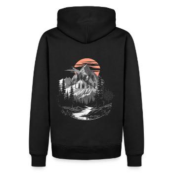 Coucher de soleil heureux pour campeur - Sweat à capuche Premium bio Homme - noir - Dos - Nico (187cm)