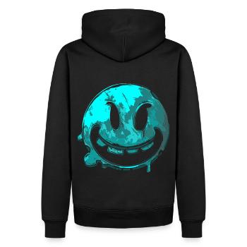 Trick or Treat Visage avec des dents en turquoise - Sweat à capuche Premium bio Homme - noir - Dos - Nico (187cm)