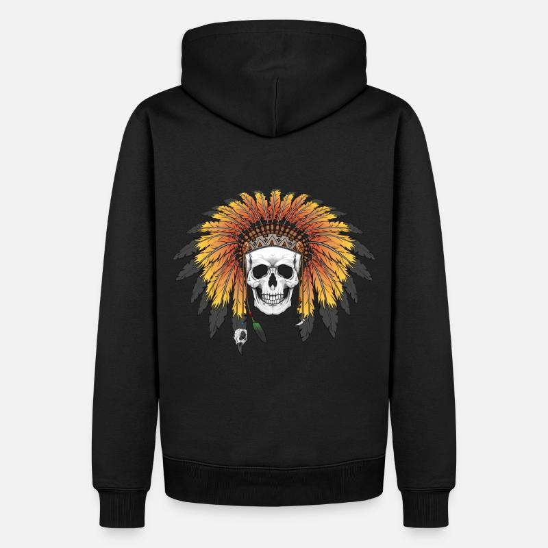 Indischer Schädel - Männer Premium Bio Hoodie - Schwarz