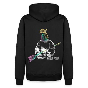 Totenkopfbirne weiß - Männer Premium Bio Hoodie - Schwarz - Hinten - Nico (187cm)