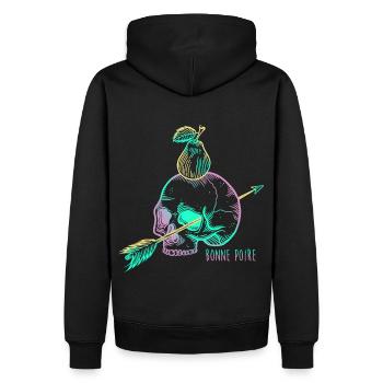 Skull pear mauve - Sweat à capuche Premium bio Homme - noir - Dos - Nico (187cm)