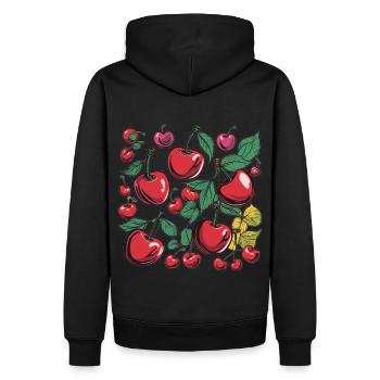 Cerises rétro Vintage jardin de fruits grignotage d’été - Sweat à capuche Premium bio Homme - noir - Dos - Nico (187cm)