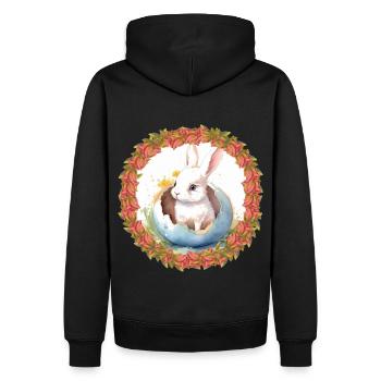 Lapin de Pâques Oeuf de Pâques Lapin de Pâques Oeuf de lapin - Sweat à capuche Premium bio Homme - noir - Dos - Nico (187cm)