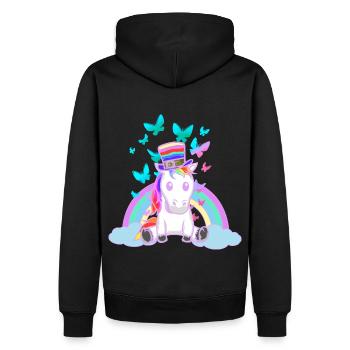 années 80 90 arc-en-ciel Licorne Licornes Vintage - Sweat à capuche Premium bio Homme - noir - Dos - Nico (187cm)