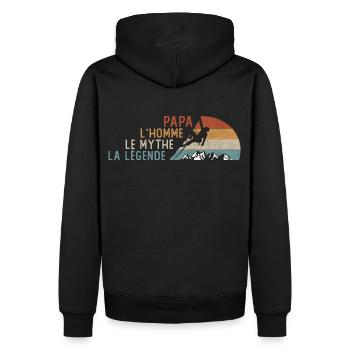 papa grimpeur l'homme cadeau papa sport escalade - Sweat à capuche Premium bio Homme - noir - Dos - Nico (187cm)