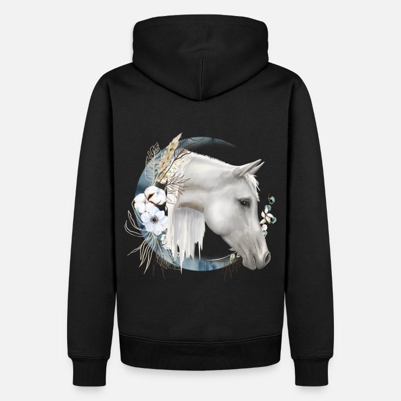 Pferdemotiv Boho - Männer Premium Bio Hoodie - Schwarz