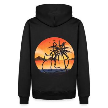 Chats rétro Vintage 90's 80's chat Nature plage - Sweat à capuche Premium bio Homme - noir - Dos - Nico (187cm)