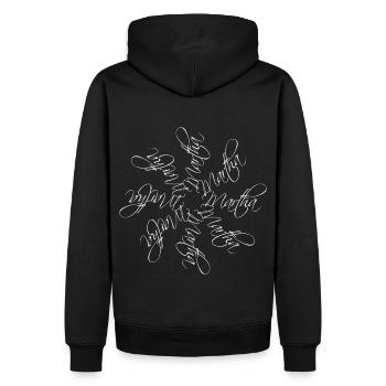 Martha Name Namensmandala - Männer Premium Bio Hoodie - Schwarz - Hinten - Nico (187cm)