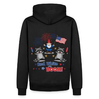 Raccoon 4th of July Fireworks Party - Men’s Premium Organic Hoodie - black - Back - Nico (187cm)