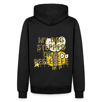 my dog stepped on a bee mit Spendenaktion - Männer Premium Bio Hoodie - Schwarz - Hinten - Nico (187cm)