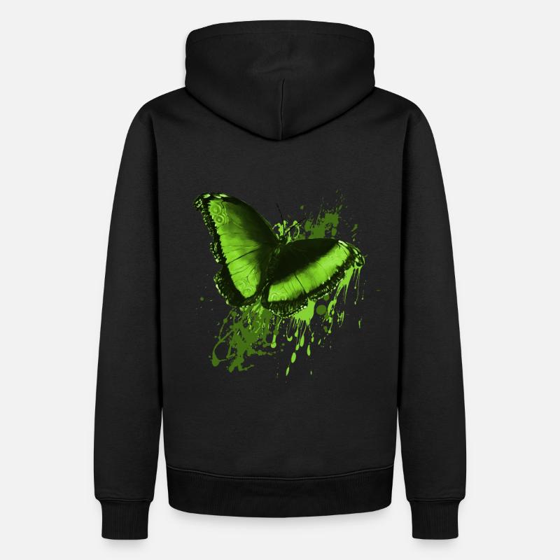 Vert papillon par Mrs Peanut butterfly green - Sweat à capuche Premium bio Homme - noir