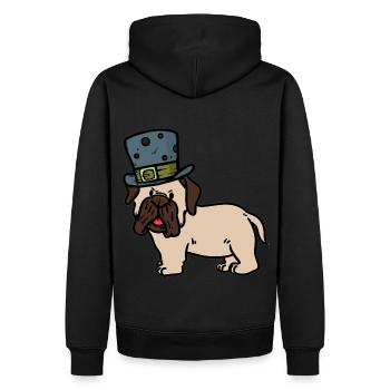 Geschenkidee Hundehalter Mops Hut Mister Sir - Männer Premium Bio Hoodie - Schwarz - Hinten - Nico (187cm)