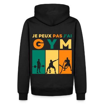 Je peux pas j' ai gym humour musculation fitness - Sweat à capuche Premium bio Homme - noir - Dos - Nico (187cm)