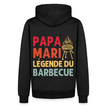 Papa mari légende du barbecue cadeau fête des père - Sweat à capuche Premium bio Homme - noir - Dos - Nico (187cm)