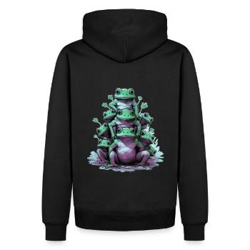Drôles de grenouilles - Sweat à capuche Premium bio Homme - noir - Dos - Nico (187cm)