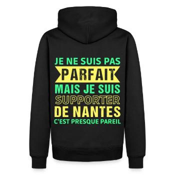 Supporter de Nantes cadeau pour supporter nantais. - Sweat à capuche Premium bio Homme - noir - Dos - Nico (187cm)
