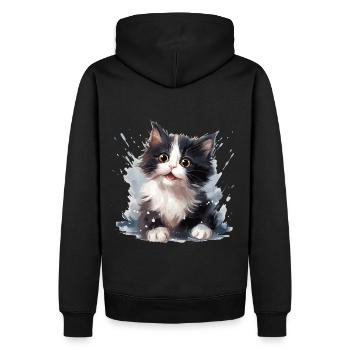 Black and white kitten - Men’s Premium Organic Hoodie - black - Back - Nico (187cm)