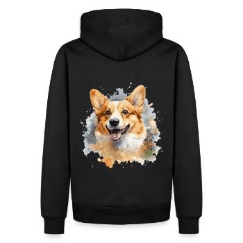 Corgi - Männer Premium Bio Hoodie - Schwarz - Hinten - Nico (187cm)