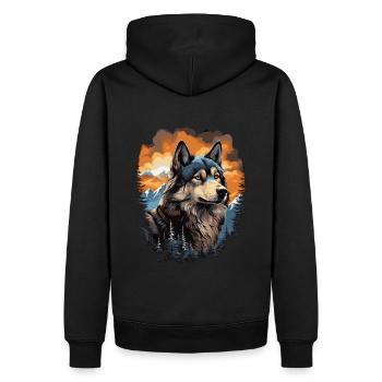 chien Malamute d'Alaska - Sweat à capuche Premium bio Homme - noir - Dos - Nico (187cm)