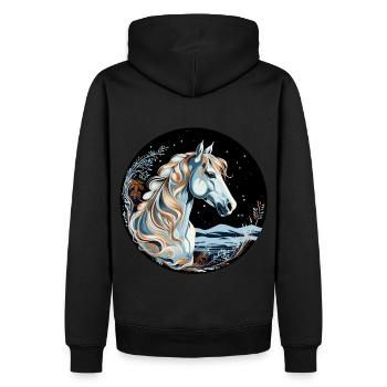 Pferd Winter - Männer Premium Bio Hoodie - Schwarz - Hinten - Nico (187cm)