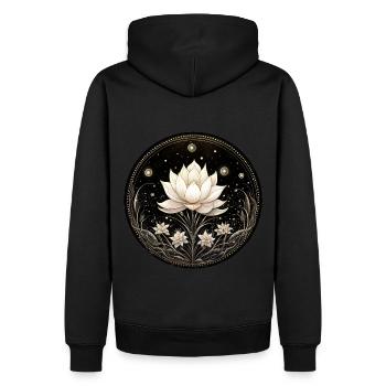 Lotusblüte - Männer Premium Bio Hoodie - Schwarz - Hinten - Nico (187cm)