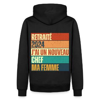 Retraité 2024 humour retraite cadeau pour retraité - Sweat à capuche Premium bio Homme - noir - Dos - Nico (187cm)