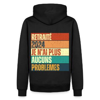 Retraité 2024 humour retraite cadeau pour retraité - Sweat à capuche Premium bio Homme - noir - Dos - Nico (187cm)