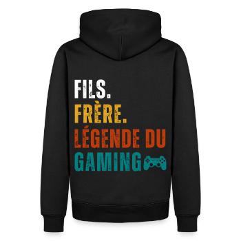 Fils frère légende du gaming cadeau pour gamer - Sweat à capuche Premium bio Homme - noir - Dos - Nico (187cm)
