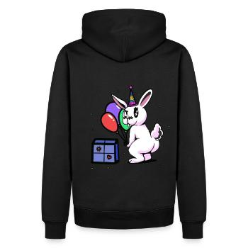 Hase Geburtstag Gratulieren Glückwunsch Feiern - Männer Premium Bio Hoodie - Schwarz - Hinten - Nico (187cm)