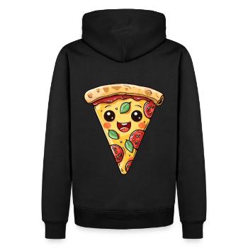 LUSTIGES PIZZA GESICHT FAST FOOD LOVER - Männer Premium Bio Hoodie - Schwarz - Hinten - Nico (187cm)