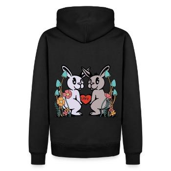 Hase Hase Liebe Herz Kaninchen Natur Nager - Männer Premium Bio Hoodie - Schwarz - Hinten - Nico (187cm)