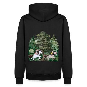 Wald Natur Pferde Reiterin Reiter Galopp Kinder - Männer Premium Bio Hoodie - Schwarz - Hinten - Nico (187cm)