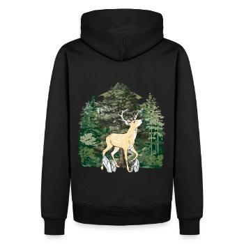 forest, forest dweller, deer, moose, Sweden, antlers, wild - Men’s Premium Organic Hoodie - black - Back - Nico (187cm)