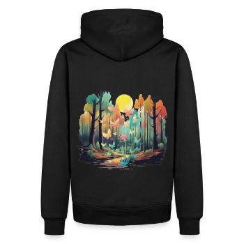 Wald Natur Bäume Baum Sonne Herbst - Männer Premium Bio Hoodie - Schwarz - Hinten - Nico (187cm)