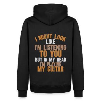 Citation amusante d’un guitariste - « Dans ma tête, je joue. » - Sweat à capuche Premium bio Homme - noir - Dos - Nico (187cm)