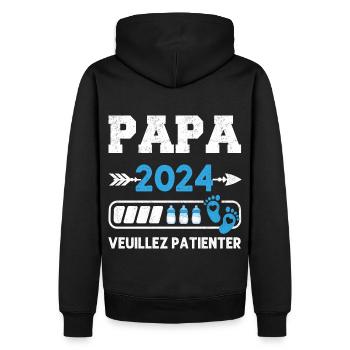 Papa 2024 annonce naissance cadeau pour futur père - Sweat à capuche Premium bio Homme - noir - Dos - Nico (187cm)