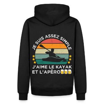 J' aime le kayak et l' apéro humour kayakiste - Sweat à capuche Premium bio Homme - noir - Dos - Nico (187cm)